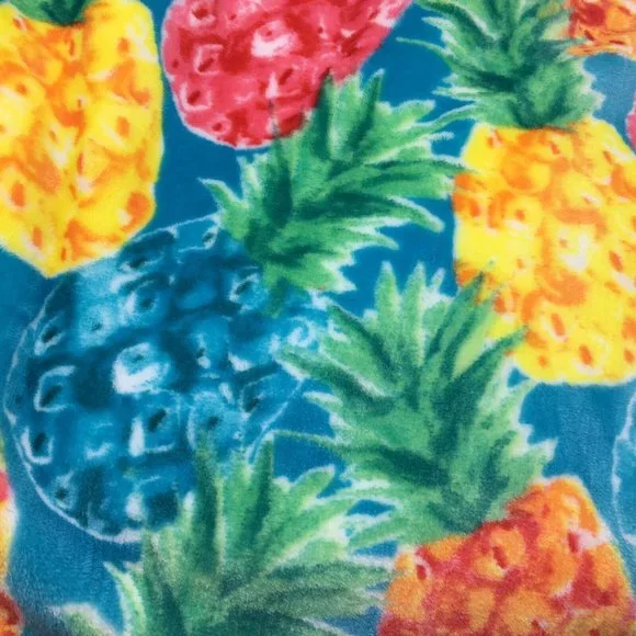 Isaac Mizrahi Colorful Tossed Pineapple Throw Blanket Tropical Blue Pink Green - Picture 6 of 9